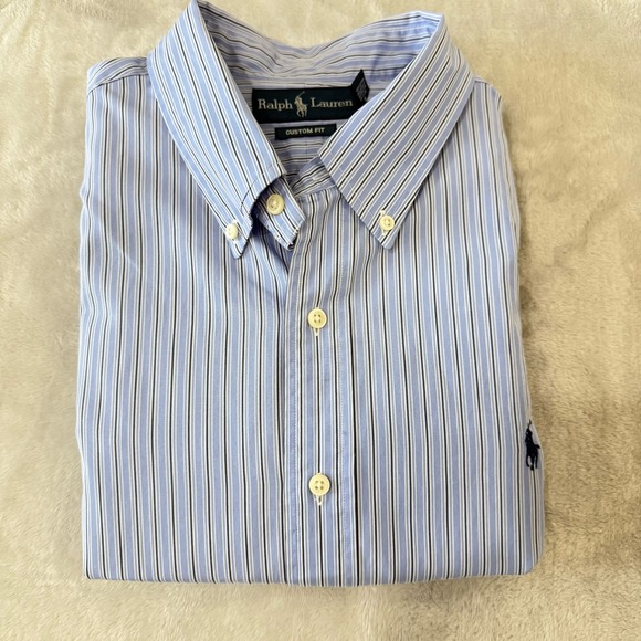 Ralph Lauren XXL Mens Custom Fit Striped Button Down Shirt - Picture 1 of 7